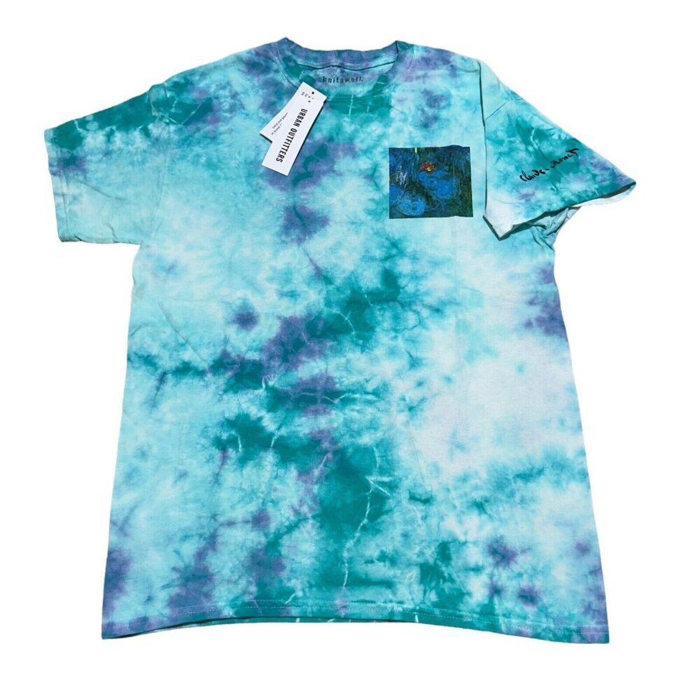 Knitswell Urban Outfitters Size M Blue Monet Water Lilies Tie Dye T-Shirt‎ NWT